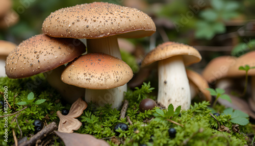 Forest mushrooms mossiness mushrooms suede bolete in marinade. Homemade canning