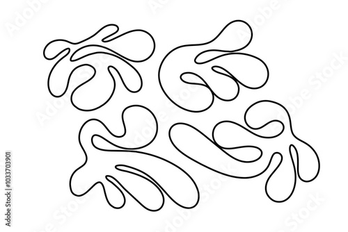 Random Shapes Organic Black Blobs Set. Outline 2d vector image. Sticker for social media. Backdrop.