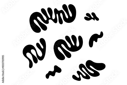 Random Shapes Organic Black Blobs Set. Outline 2d vector image. Sticker for social media. Backdrop.