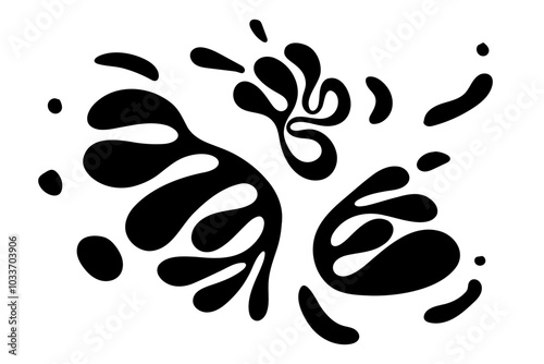 Random Shapes Organic Black Blobs Set. Outline 2d vector image. Sticker for social media. Backdrop.