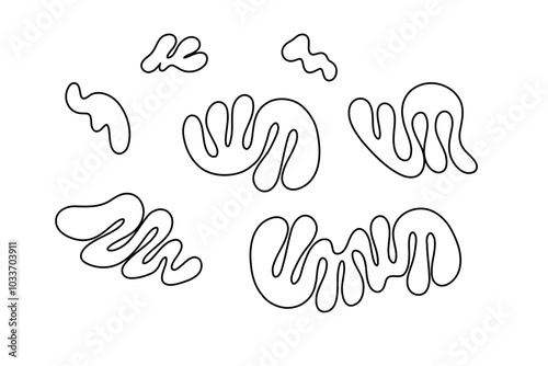 Random Shapes Organic Black Blobs Set. Outline 2d vector image. Sticker for social media. Backdrop.