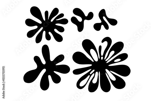 Random Shapes Organic Black Blobs Set. Outline 2d vector image. Sticker for social media. Backdrop.