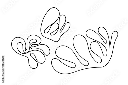 Random Shapes Organic Black Blobs Set. Outline 2d vector image. Sticker for social media. Backdrop.