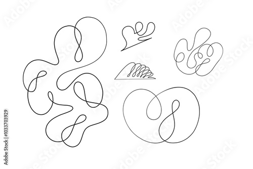 Random Shapes Organic Black Blobs Set. Outline 2d vector image. Sticker for social media. Backdrop.