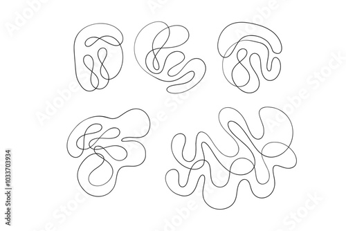 Random Shapes Organic Black Blobs Set. Outline 2d vector image. Sticker for social media. Backdrop.