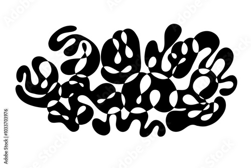 Random Shapes Organic Black Blobs Set. Outline 2d vector image. Sticker for social media. Backdrop.