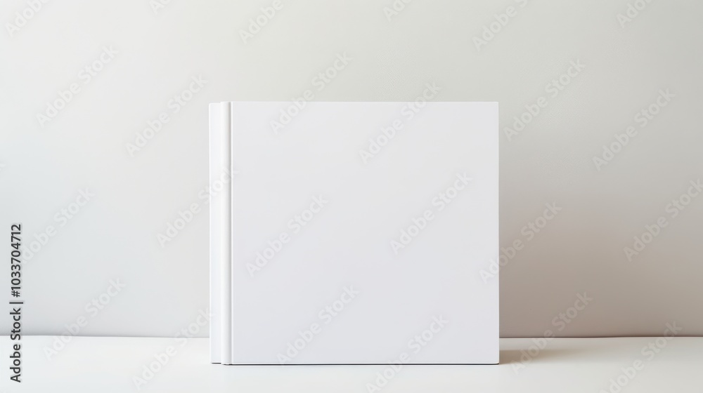 Naklejka premium A minimalist image of a blank white book leaning against a stark background, capturing simplicity and elegance in design.