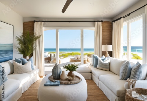 charming coastal retreat interior featuring warm comfortable ocean inspired natural relaxing inviting textures, beach, decor, furniture, design, colors