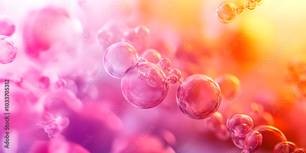 Abstract background featuring soft, colorful molecular structures resembling bubbles floating in a dreamy atmosphere Abstract background featuring soft, colorful molecular structures resembling bubbles floating in a dreamy atmosphere