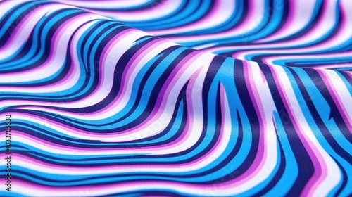 Colorful Waves of Abstract Stripes on Fabric photo