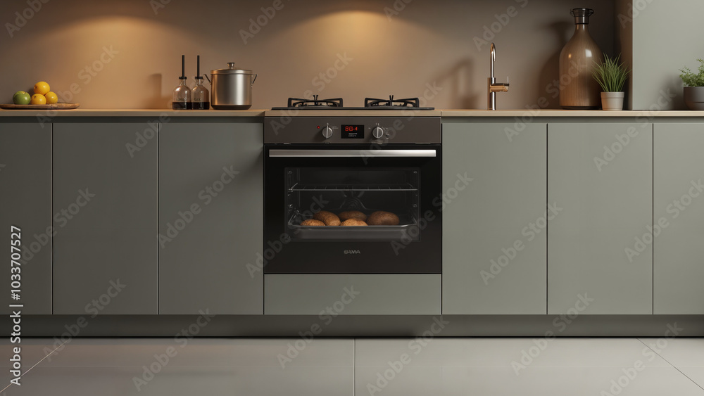 A Contemporary Kitchen with Innovative Integrated Oven and Harmonious Design Aesthetic A Contemporary Kitchen with Innovative Integrated Oven and Harmonious Design Aesthetic