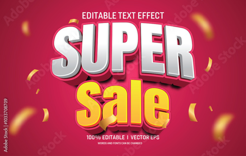 editable super sale vector 3d text effect with modern style design