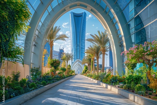 A vibrant view of Riyadh, the capital of Saudi Arabia, showcasing the city's stunning skyline and modern architecture. A representation of urban development and commercial growth, reflecting the dynam