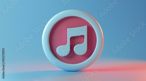 3D rendered music note icon in pastel colors on gradient background. Vibrant and modern design suitable for media, entertainment, and technology themes.