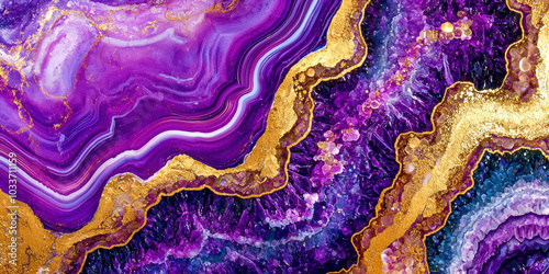 A purple and gold rock with a gold border