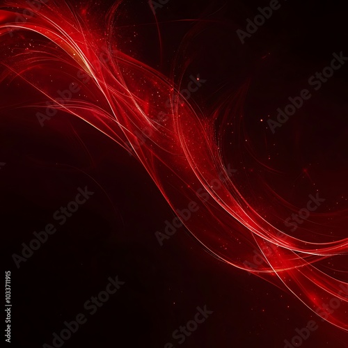 Abstract red wave design with light effects on a dark background.