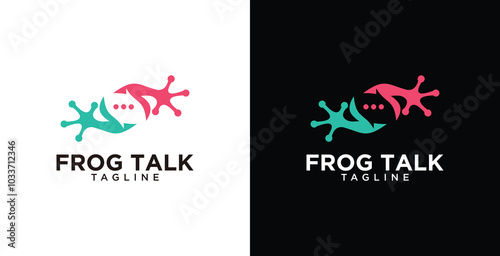 frog logo talk diversity family together unity chat bubble logo vector