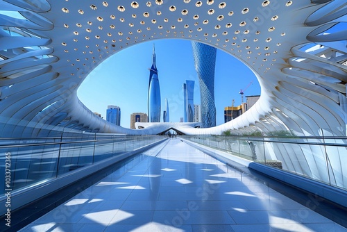 A vibrant view of Riyadh, the capital of Saudi Arabia, showcasing the city's stunning skyline and modern architecture. A representation of urban development and commercial growth, reflecting the dynam photo