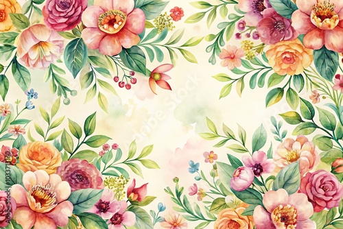 Wallpaper Mural watercolor floral pattern with tilted angle background Torontodigital.ca