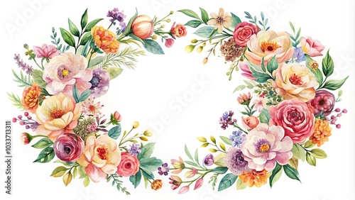 watercolor floral wreath bouquet