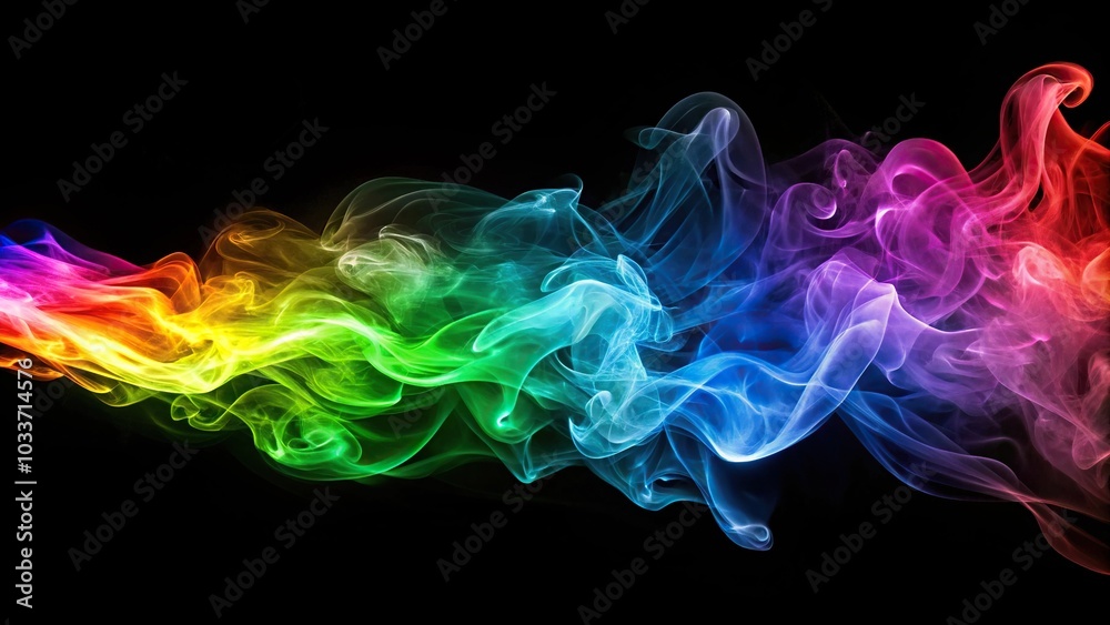 Swirling rainbow colored smoke on black background Swirling rainbow colored smoke on black background