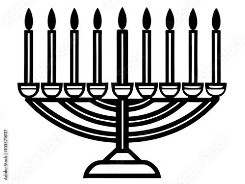 silhouette of a menorah with candles vector