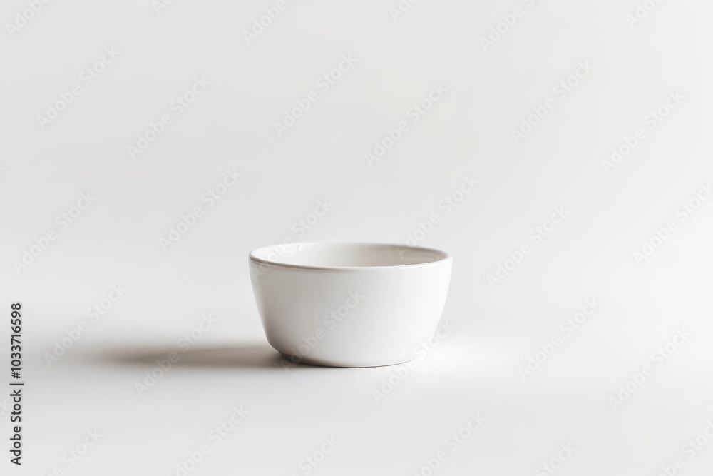 Minimalistic white ceramic ramekin on a clean background