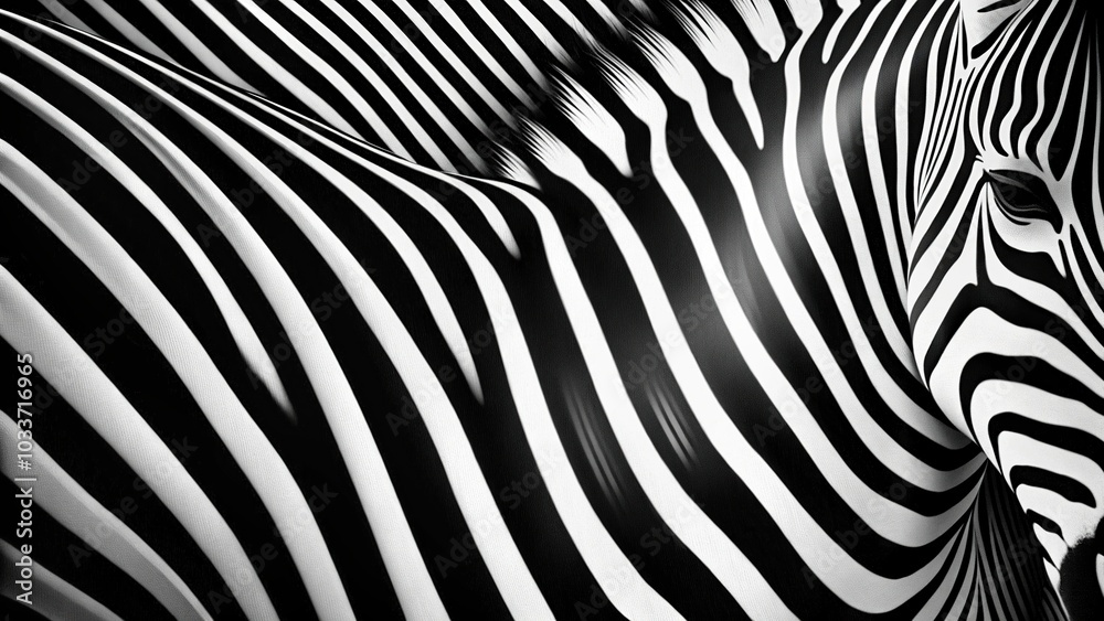 Tilted angle zebra stripe pattern with black and white contrast
