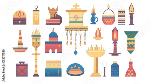 Elegant Flat Hanukkah Wall Hanging Icon for Festive Home Decor, PNG File, Transparent Background
 photo