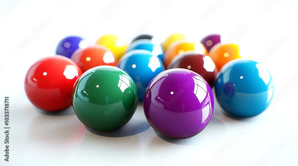 Colorful balls on a white background, 3D rendering illustration. Close-up shooting, ultra realism, high detail. Colorful balls on a white background, 3D rendering illustration. Close-up shooting, ultra realism, high detail.