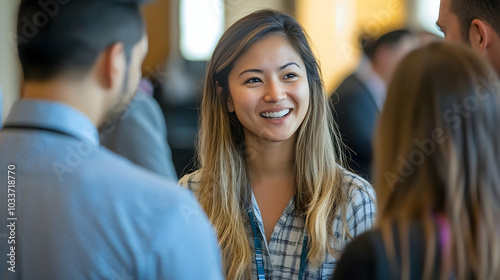 Wallpaper Mural Professionals from diverse backgrounds networking and exchanging ideas at a business conference. - Torontodigital.ca
