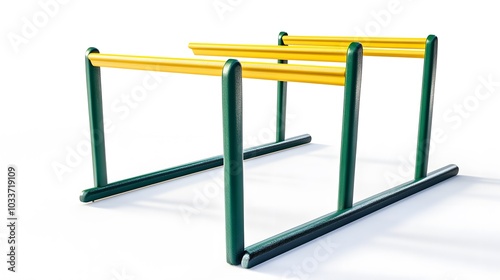 Hurdles, misc. sizes, isolated on white background, side view, banner, 3d illustration. 