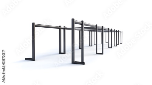 Hurdles, misc. sizes, isolated on white background, side view, banner, 3d illustration. 