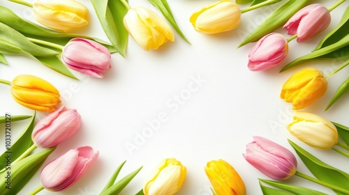Colorful Tulip Flower Arrangement in a Circle