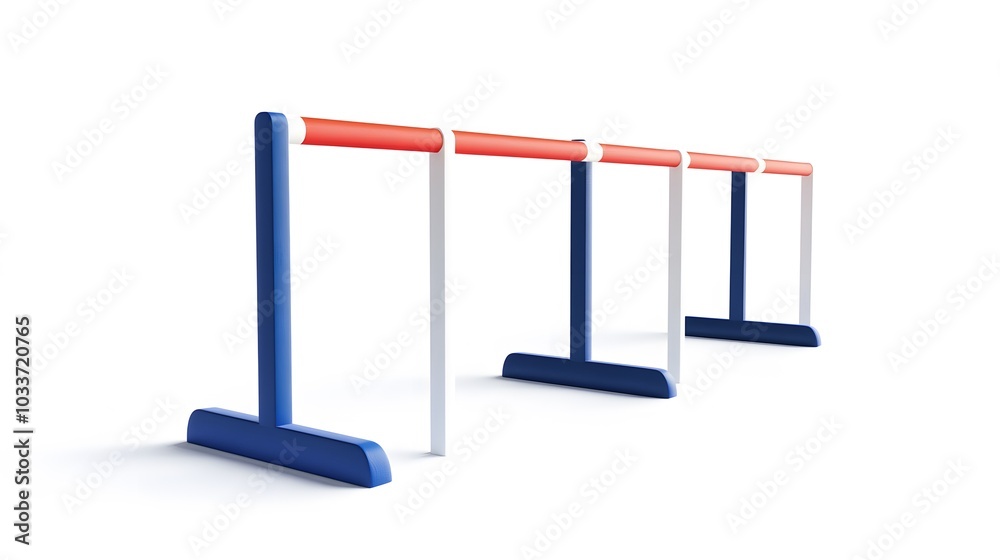 Hurdles, misc. sizes, isolated on white background, side view, banner, 3d illustration. 