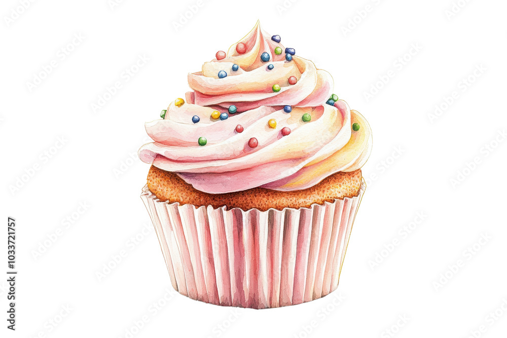 A delicious cupcake with pink frosting and colorful sprinkles, perfect for birthday celebrations and sweet treats. A delicious cupcake with pink frosting and colorful sprinkles, perfect for birthday celebrations and sweet treats.