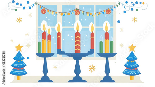 Delightful Flat Hanukkah Window Decoration Icon for Festive Home Design, PNG File, Transparent Background