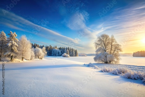 Winter landscape with snow in serene stillness