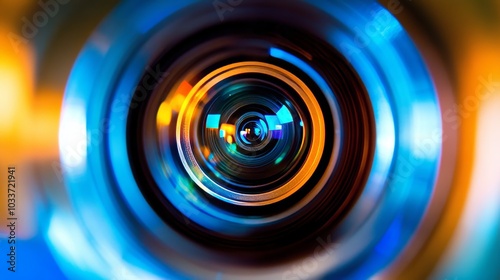 Close-up of a camera lens showcasing its surface with shallow depth of field, emphasizing the intricate design and clarity essential for photography enthusiasts and professionals