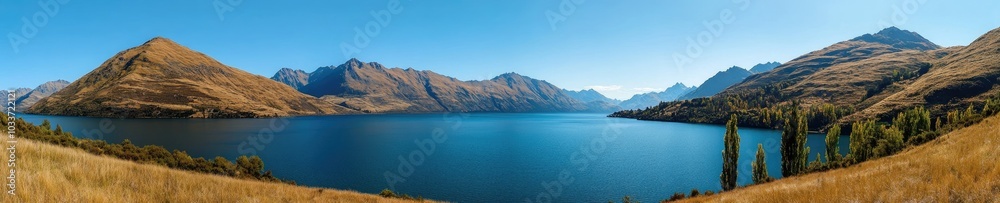 A beautiful mountain lake with a clear blue water A beautiful mountain lake with a clear blue water