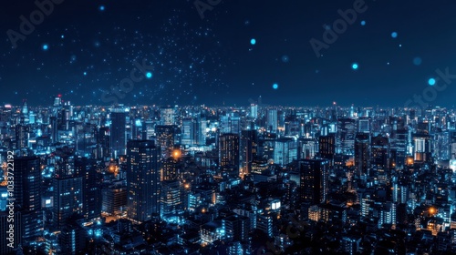 Night Cityscape with Starry Sky photo