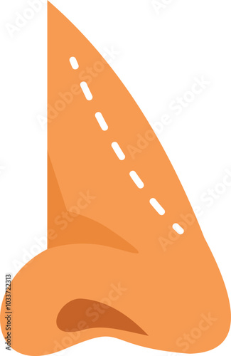 Illustration showing a rhinoplasty procedure with dotted lines representing sutures