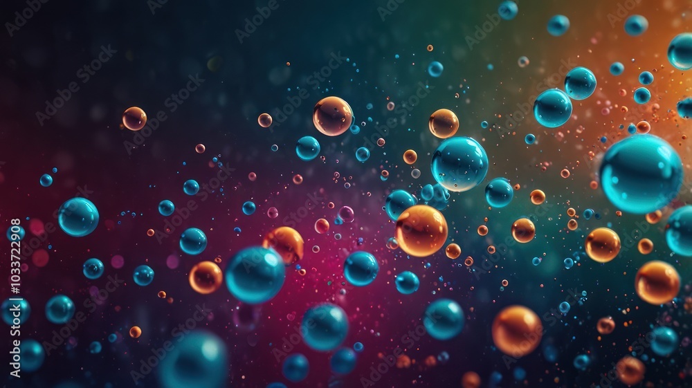 Abstract background with colorful spheres floating in a dark space, creating a dynamic and futuristic design. Abstract background with colorful spheres floating in a dark space, creating a dynamic and futuristic design.