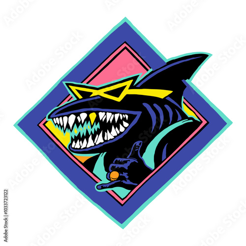 Handdrawn Shark with Shaka Hand Vector Illustration