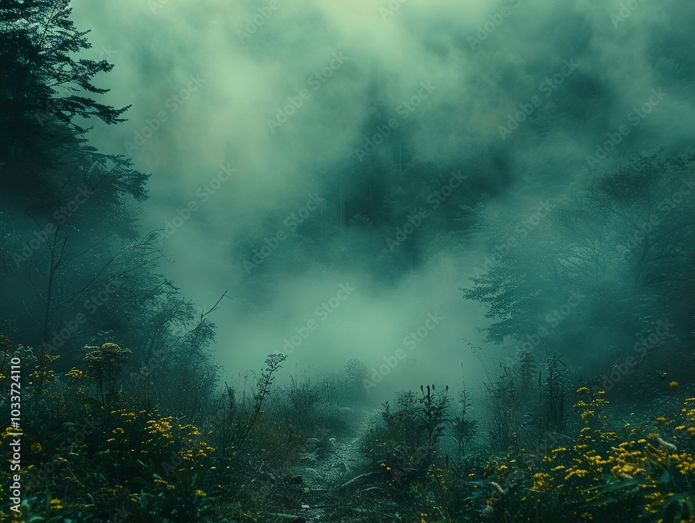 Enchanted Forest Path: A Misty Woodland Scene Enchanted Forest Path: A Misty Woodland Scene