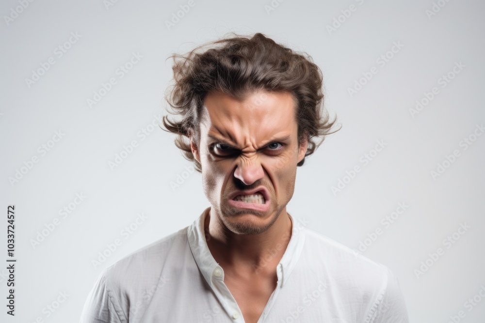 Male angry face portrait shouting adult. Male angry face portrait shouting adult.
