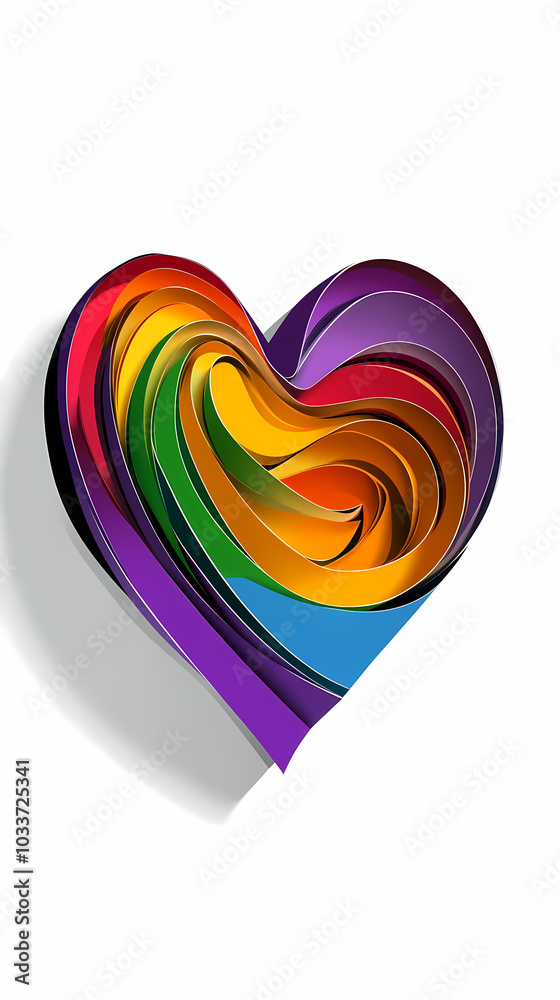 Obraz premium heart rainbow colors logo 3d vector papercut