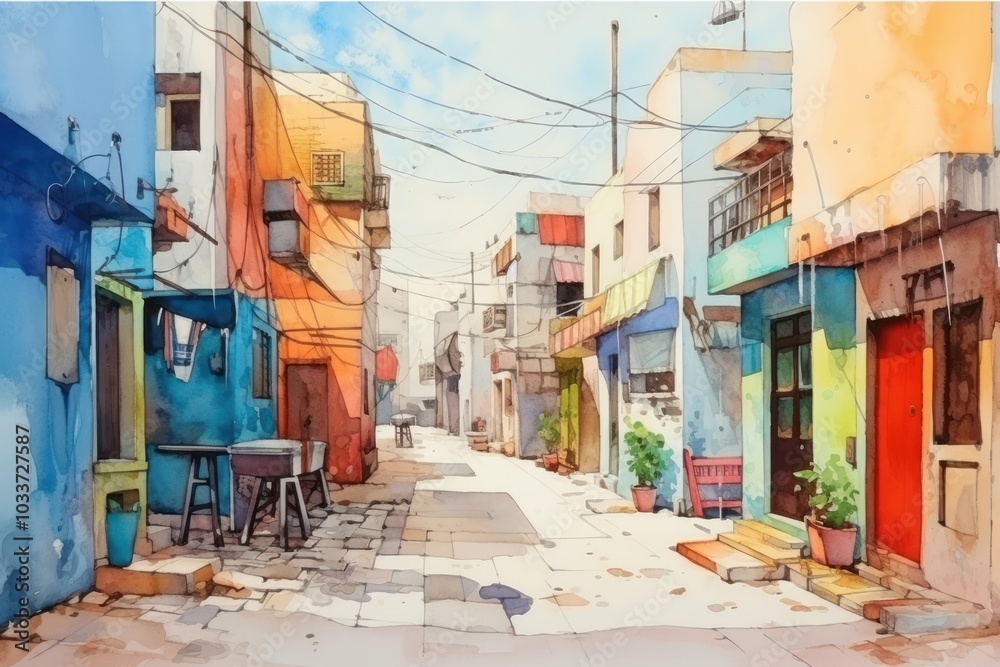 Obraz premium Street architecture building alley.