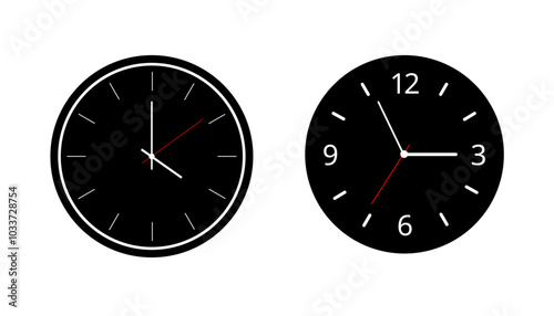 Wall clock. Clock face. Analog clock. Time and Clock icon. Vector illustration