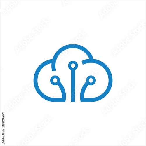 Simple Cloud Technology Logo Design Inspiration